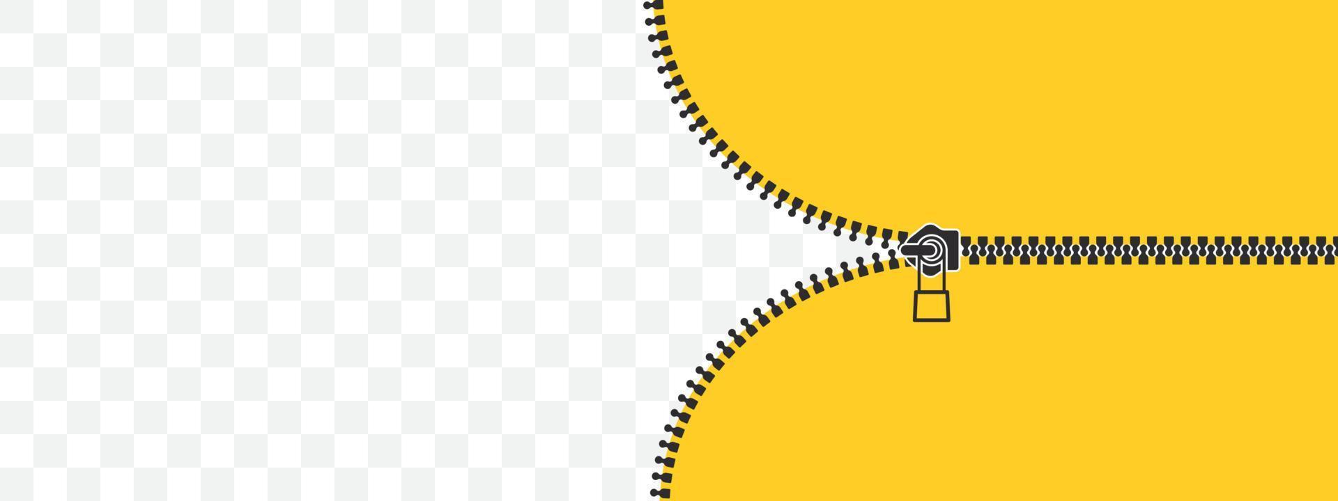 casillero con cremallera. cremallera cerrada y abierta. fondo amarillo desabrochado. ilustración vectorial vector