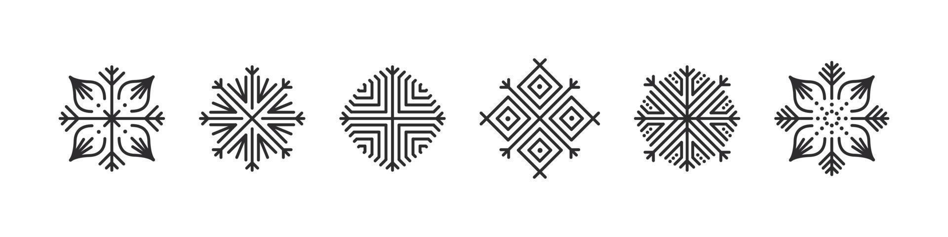 Snowflakes. Modern christmas icons. Xmas signs. Beautiful snowflakes. Vector illustration