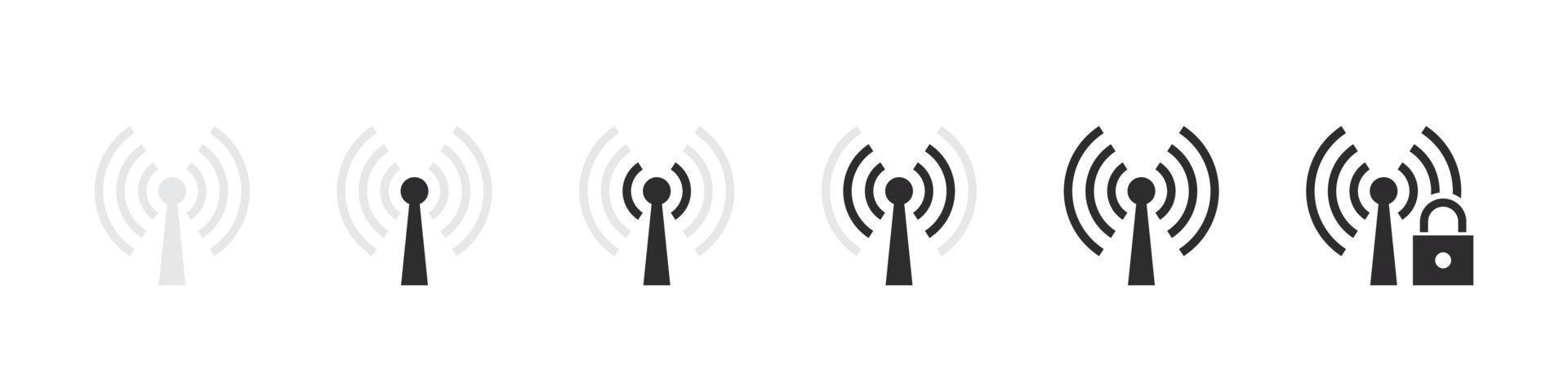 iconos wifi. señales inalámbricas y wifi. barras de señal de internet inalámbrico. iconos vectoriales vector