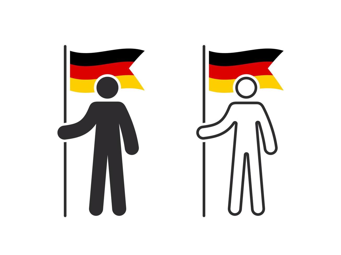 hombre con bandera de alemania. el humano con la bandera del país en la mano. Imágenes de vectores
