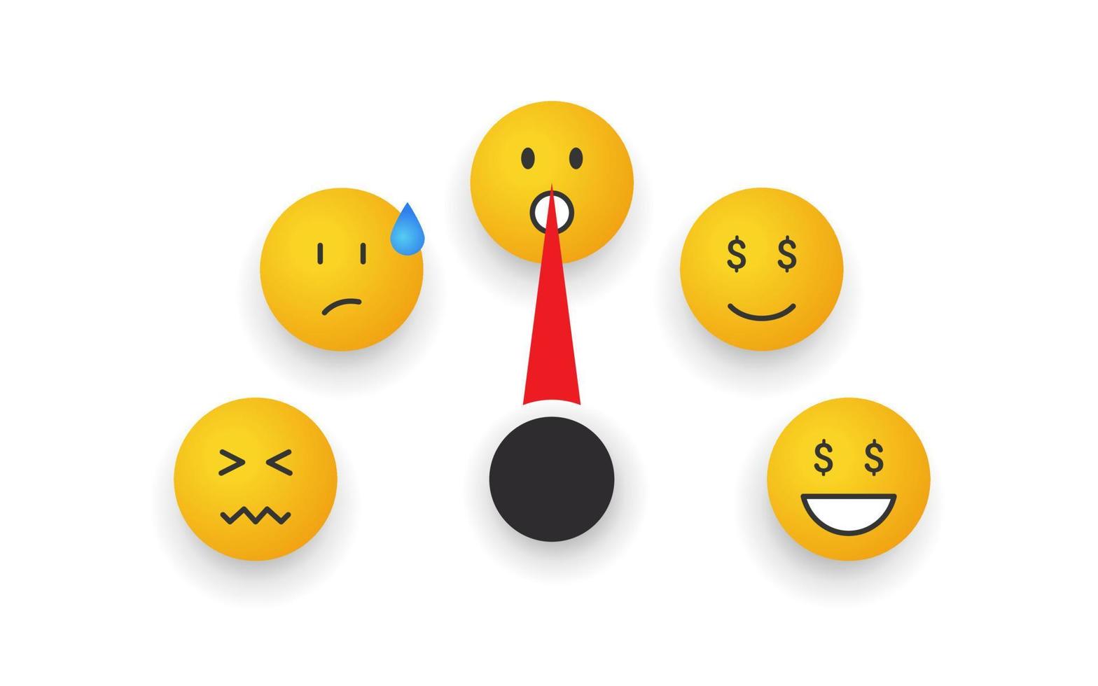 Emoticon scale. Mood scale. Satisfaction indicator. Performance measurement client satisfaction. Vector illustration