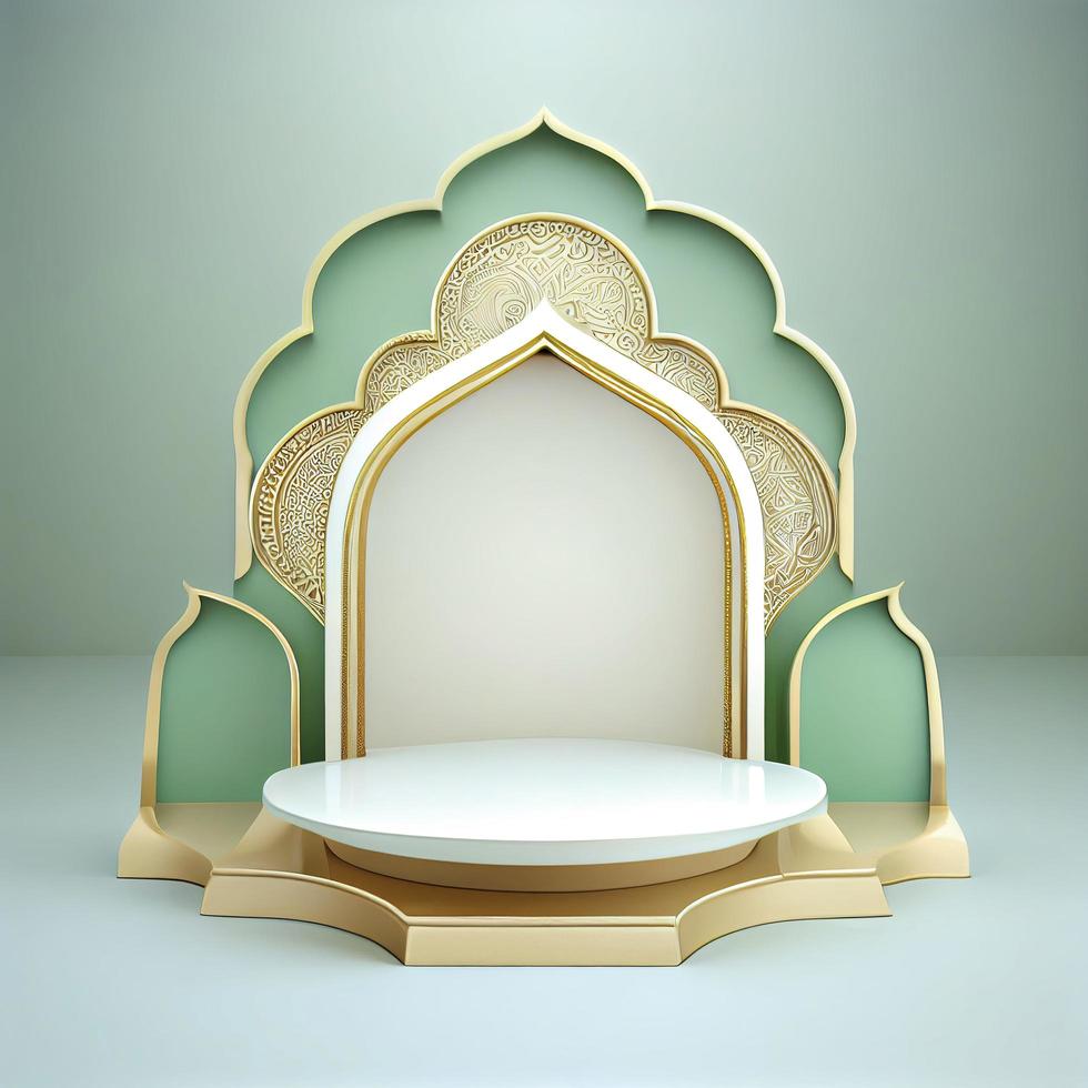 3d render illustration of mosque stage for podium or ramadan product display photo