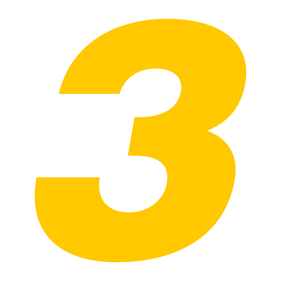 Number 3 isolated on Transparent Background png