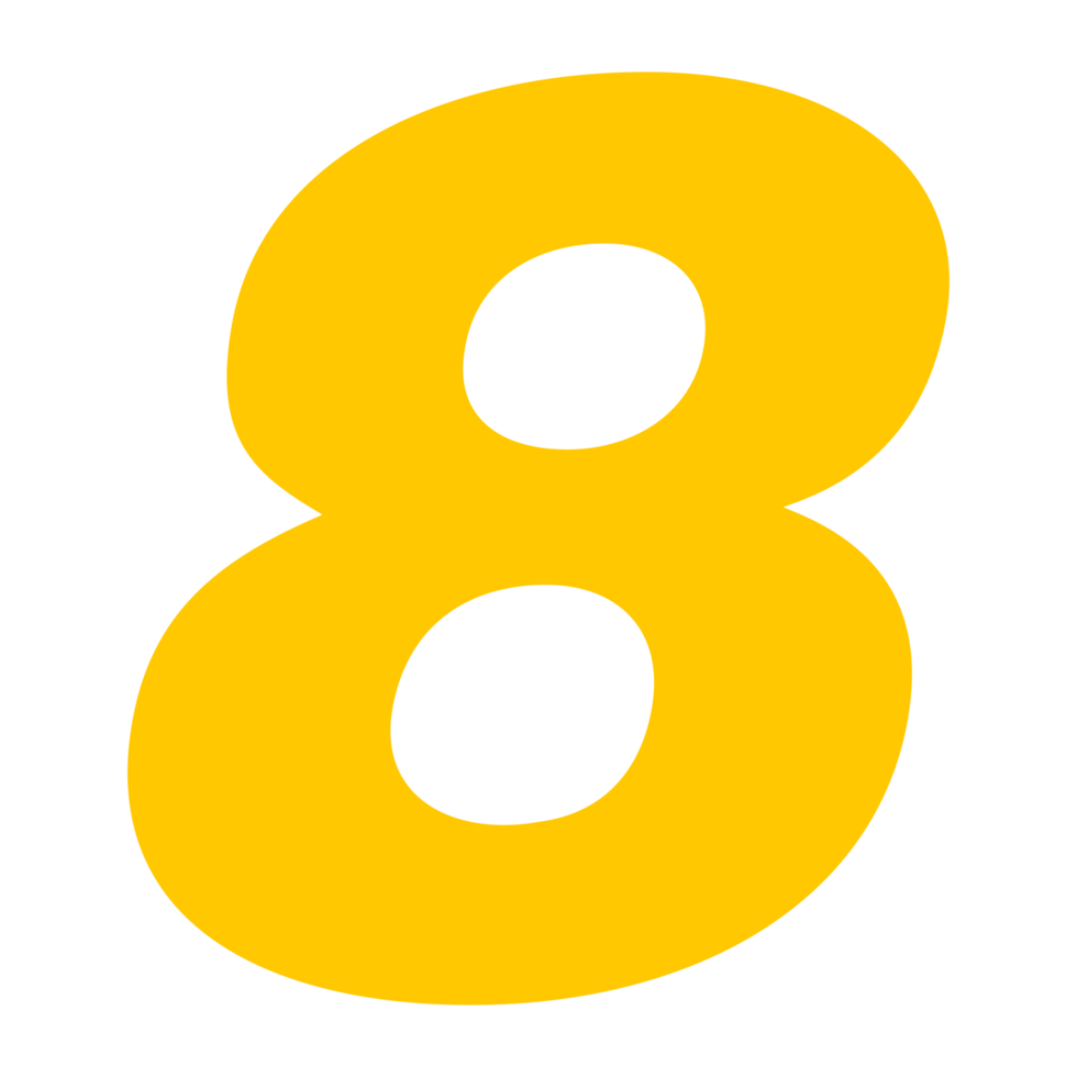 Number 8 isolated on Transparent Background png