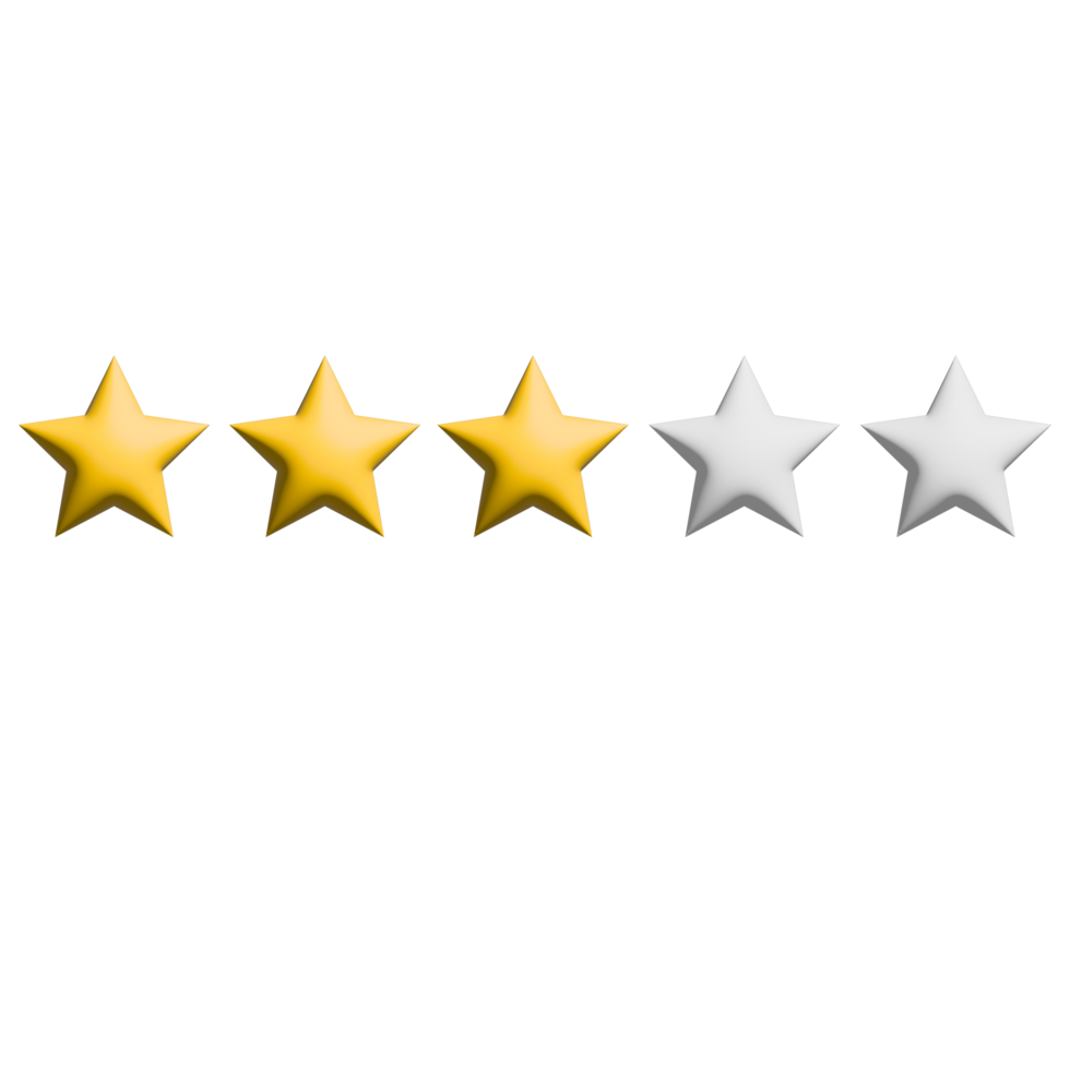 3 Stars Rating sign and symbol on Transparent Background png