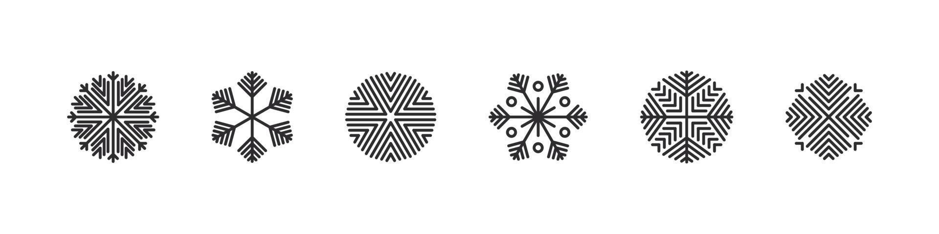 Snowflakes icons. Modern christmas icons. Xmas signs. Snow ornament signs. Vector illustration