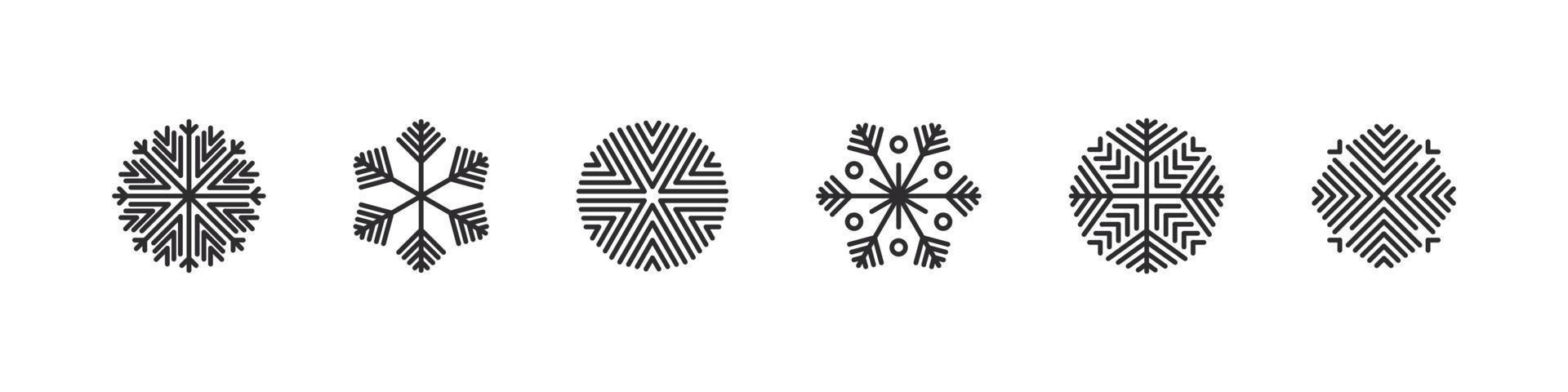 Snowflakes icons. Modern christmas icons. Xmas signs. Snow ornament signs. Vector illustration