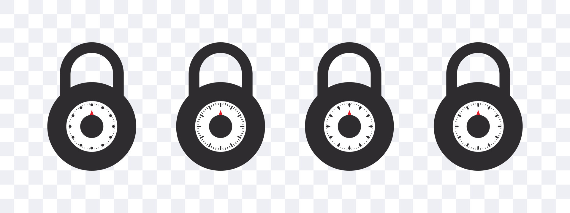 Code lock Icons. Vector lock icons on transparent background. Lock