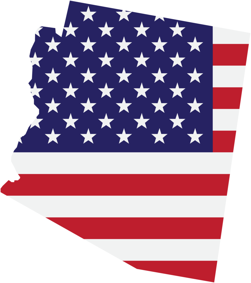 outline drawing of arizona state map on usa flag. png