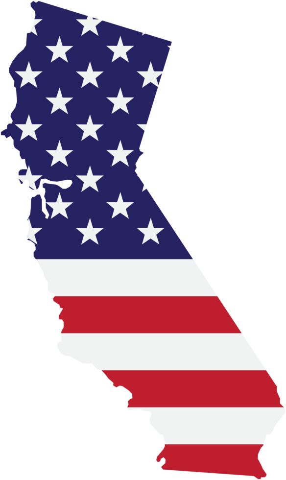 outline drawing of california state map on usa flag. png