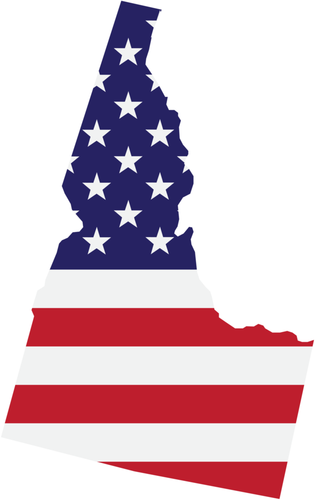 outline drawing of idaho state map on usa flag. png