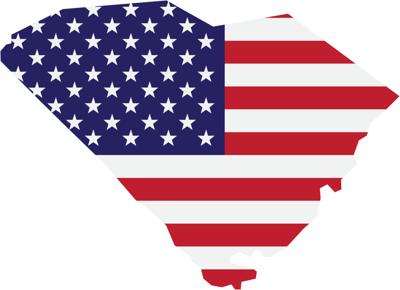 outline drawing of south carolina state map on usa flag. png