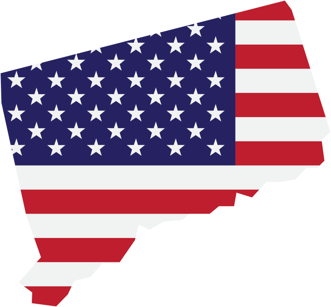 outline drawing of connecticut state map on usa flag. png