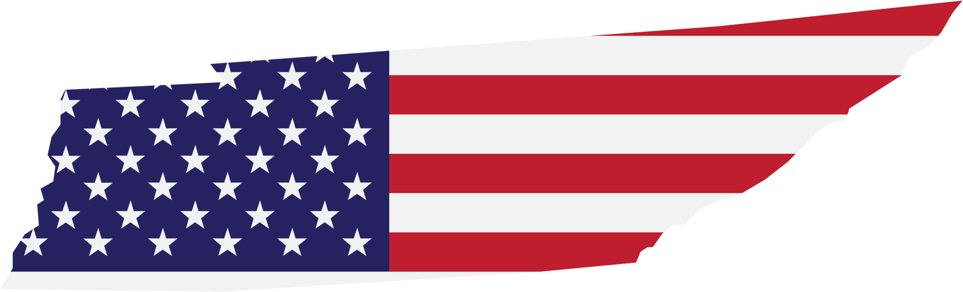 umrisszeichnung der staatskarte von tennessee auf usa-flagge. png