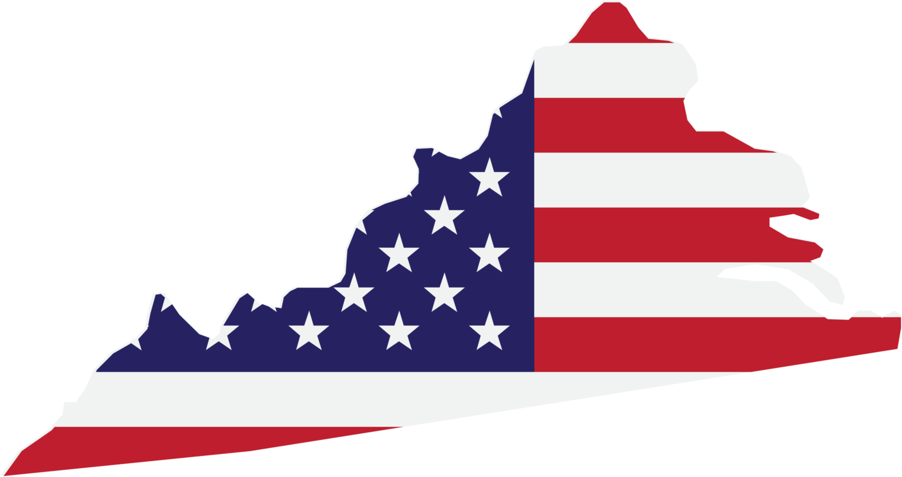 outline drawing of virginia state map on usa flag. png