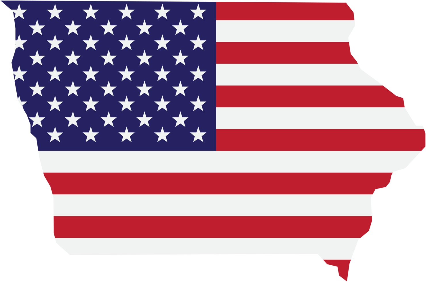 outline drawing of iowa state map on usa flag. png