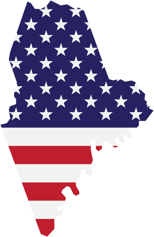outline drawing of maine state map on usa flag. png