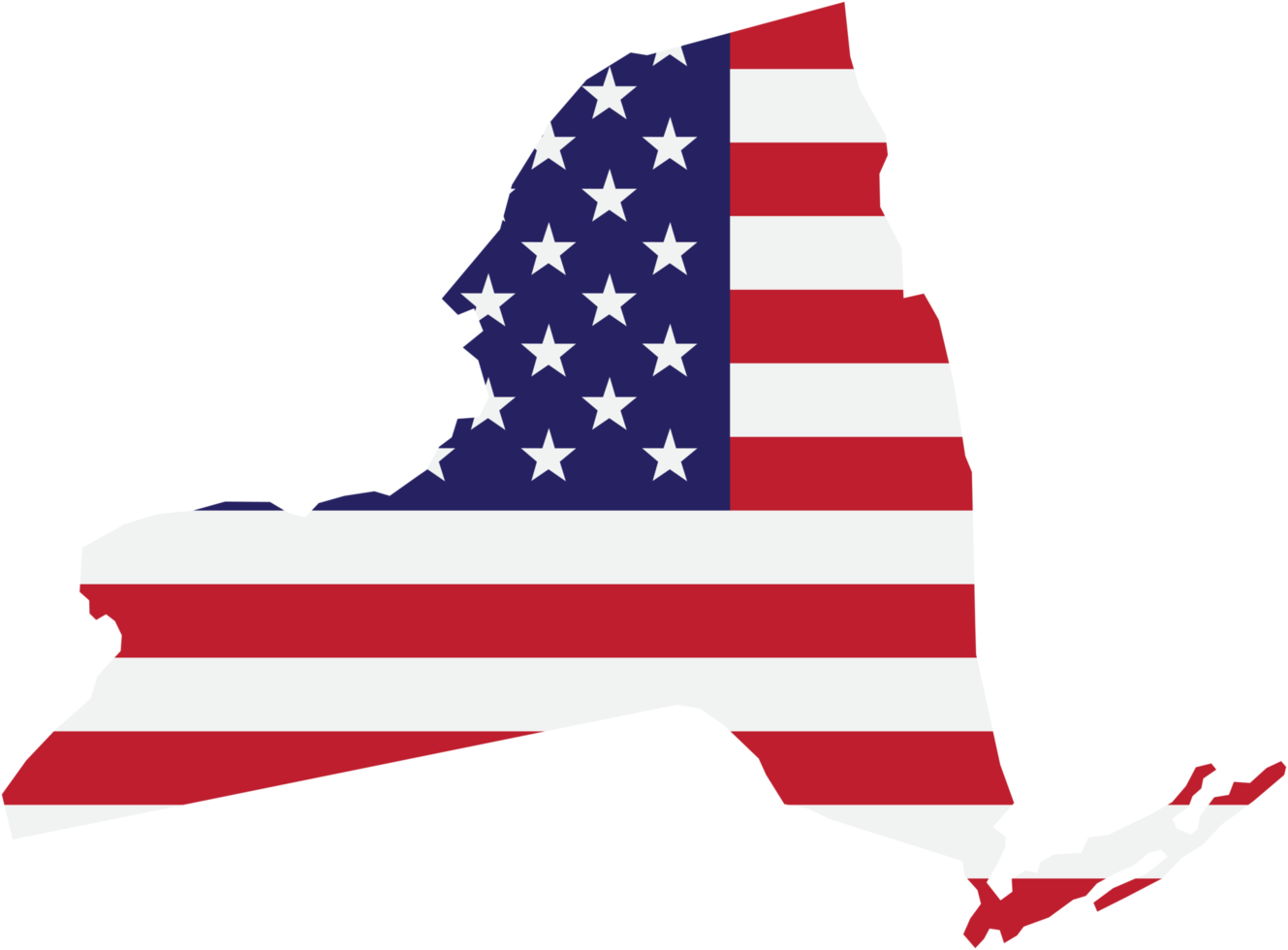 dessin de contour de la carte de l'état de new york sur le drapeau des états-unis. png