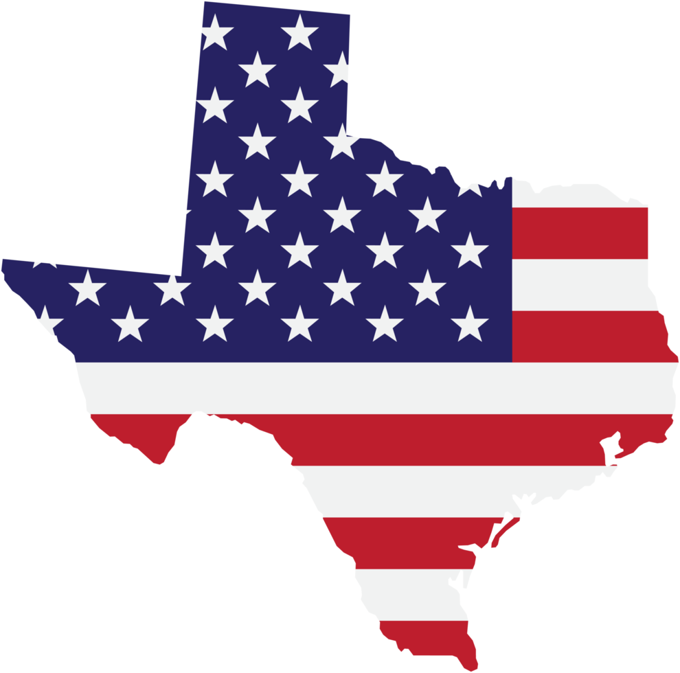 outline drawing of texas state map on usa flag. png