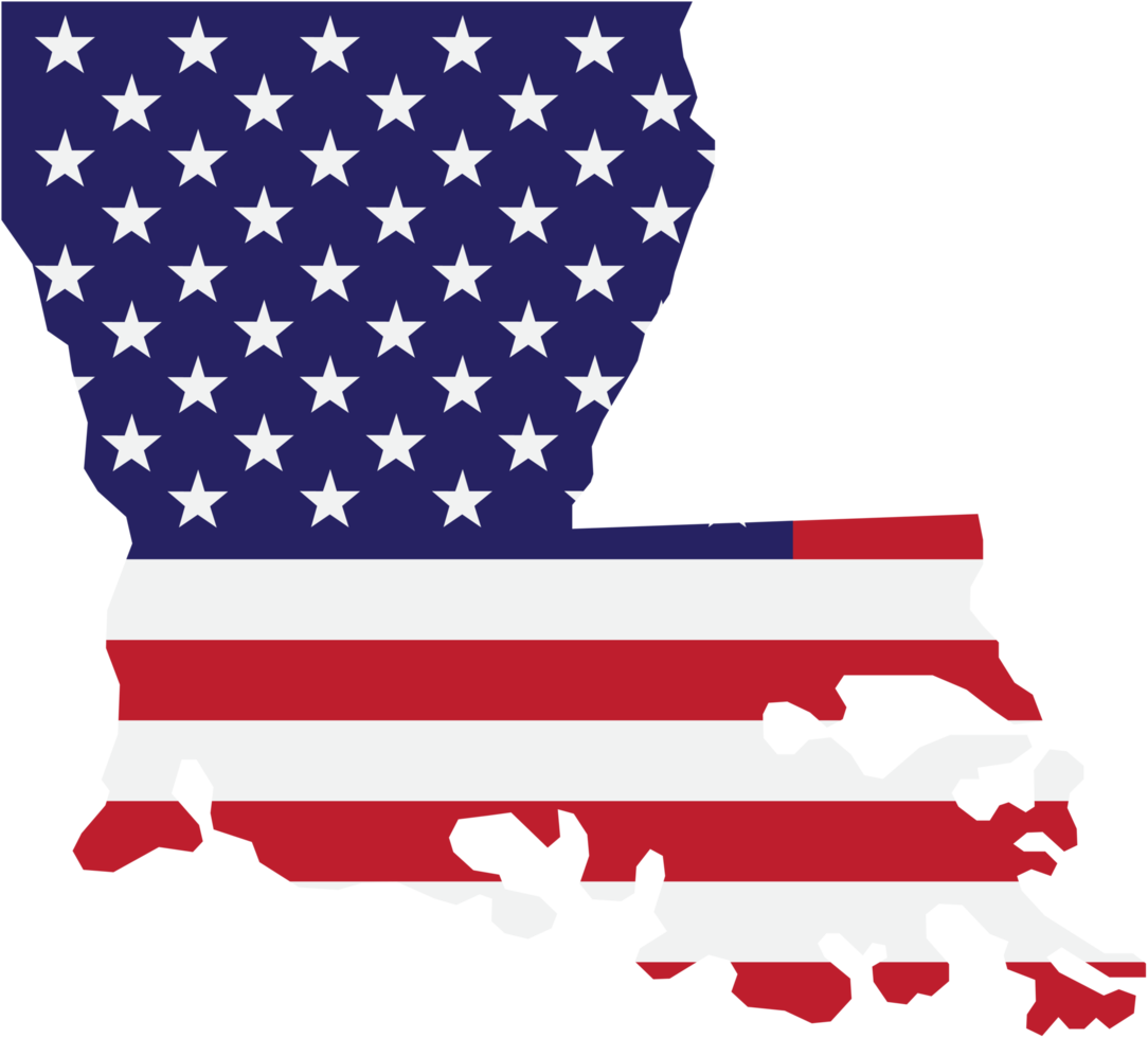 outline drawing of louisiana state map on usa flag. png