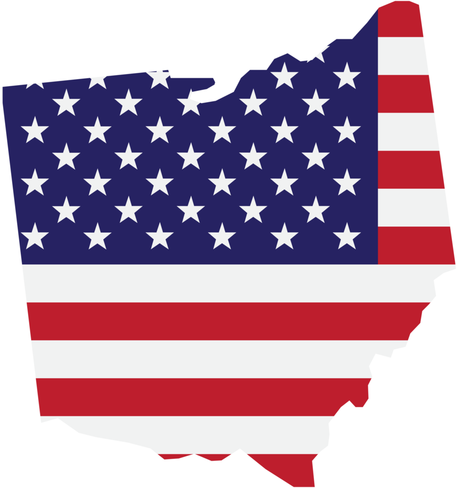 outline drawing of ohio state map on usa flag. png