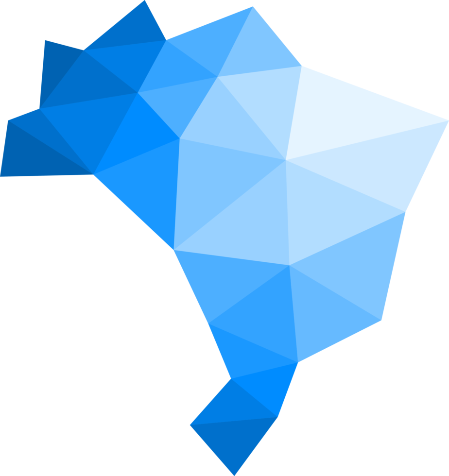 Polygonal Brazil map on transparent background. png