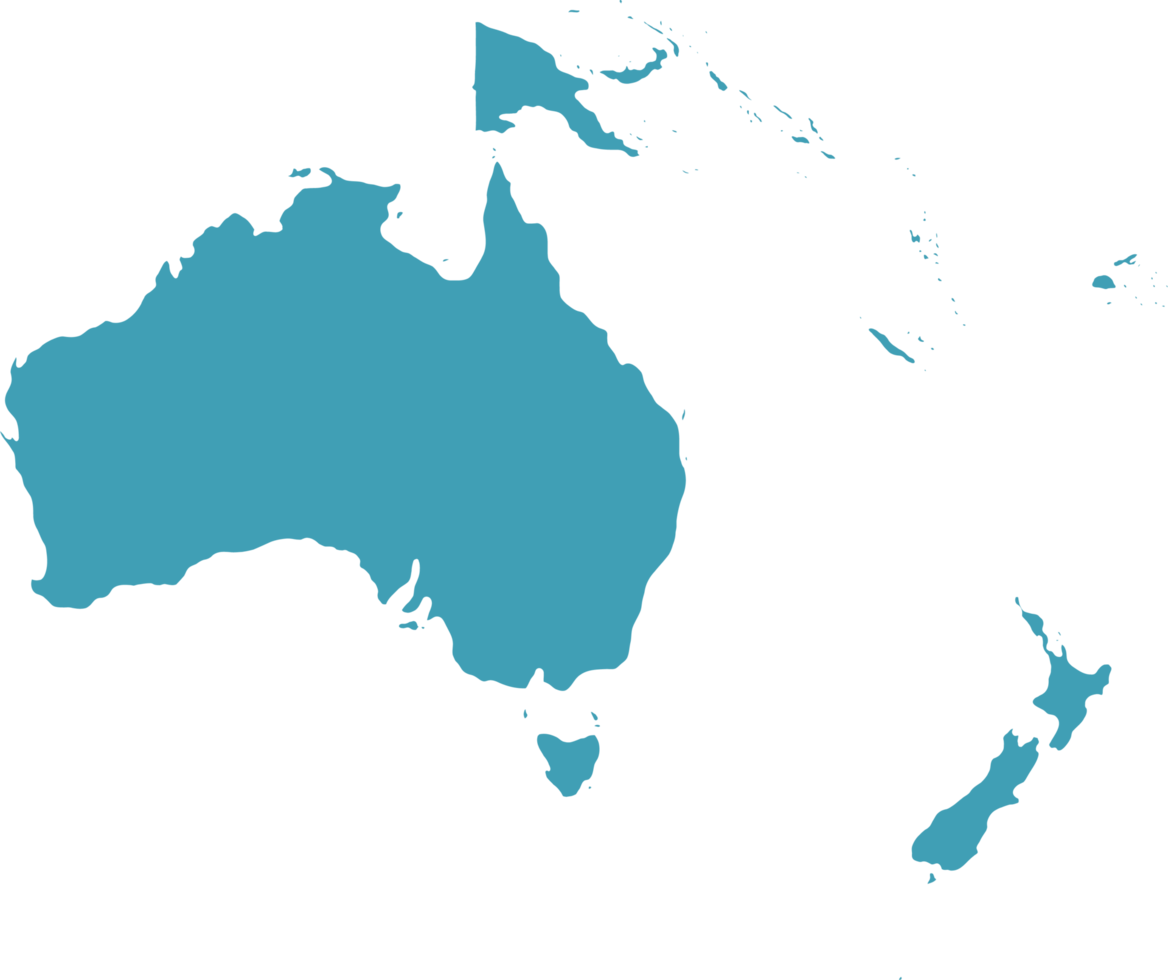 doodle freehand drawing of oceania countries map. png