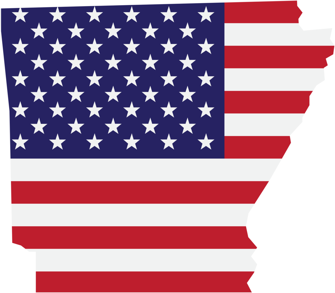 outline drawing of arkansas state map on usa flag. png