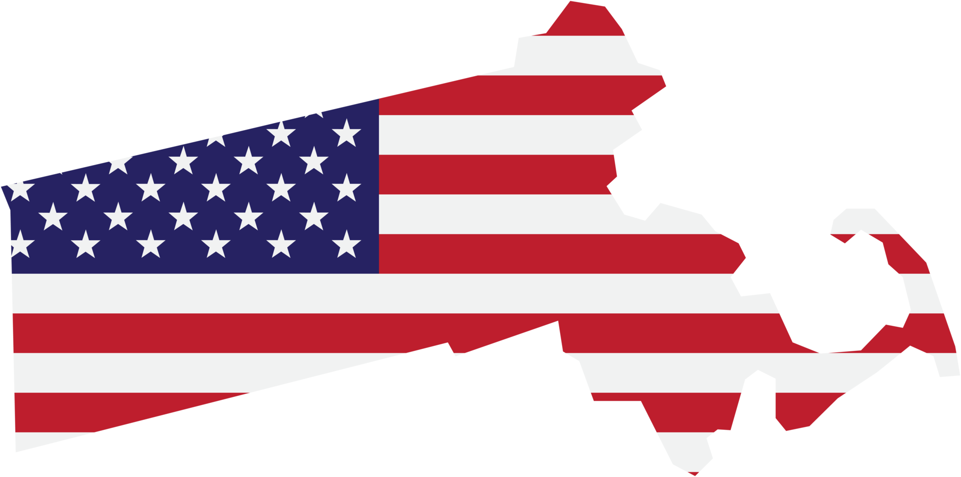 umrisszeichnung der staatskarte von massachusetts auf usa-flagge. png