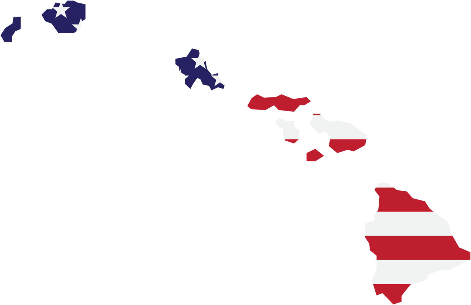 outline drawing of hawaii state map on usa flag. png