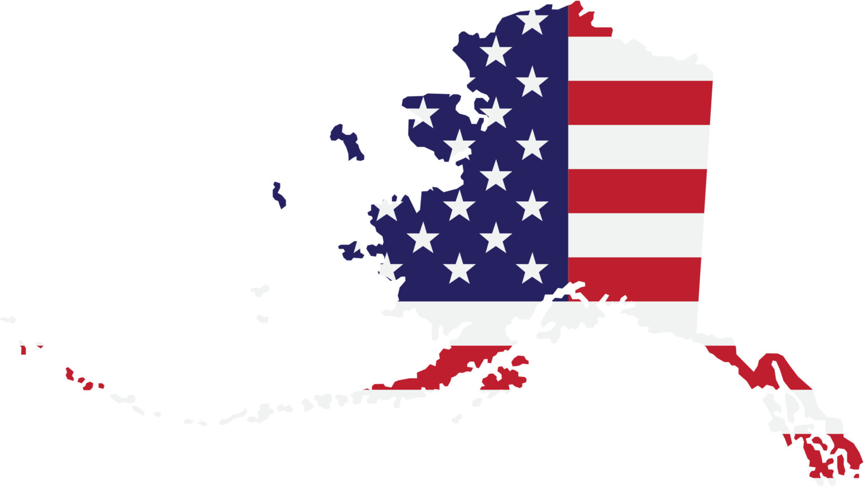 översikt teckning av alaska stat Karta på USA flagga. png