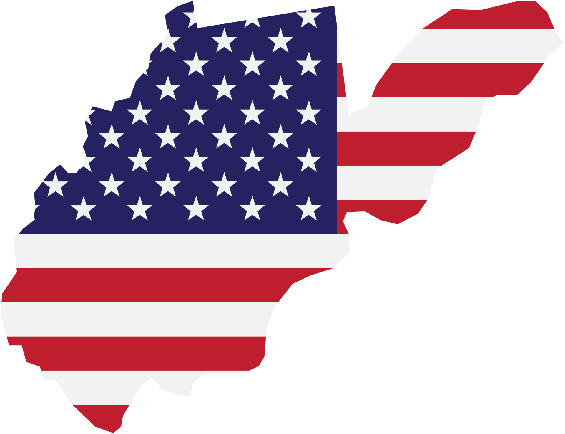 esquema del mapa del estado de virginia occidental en la bandera de