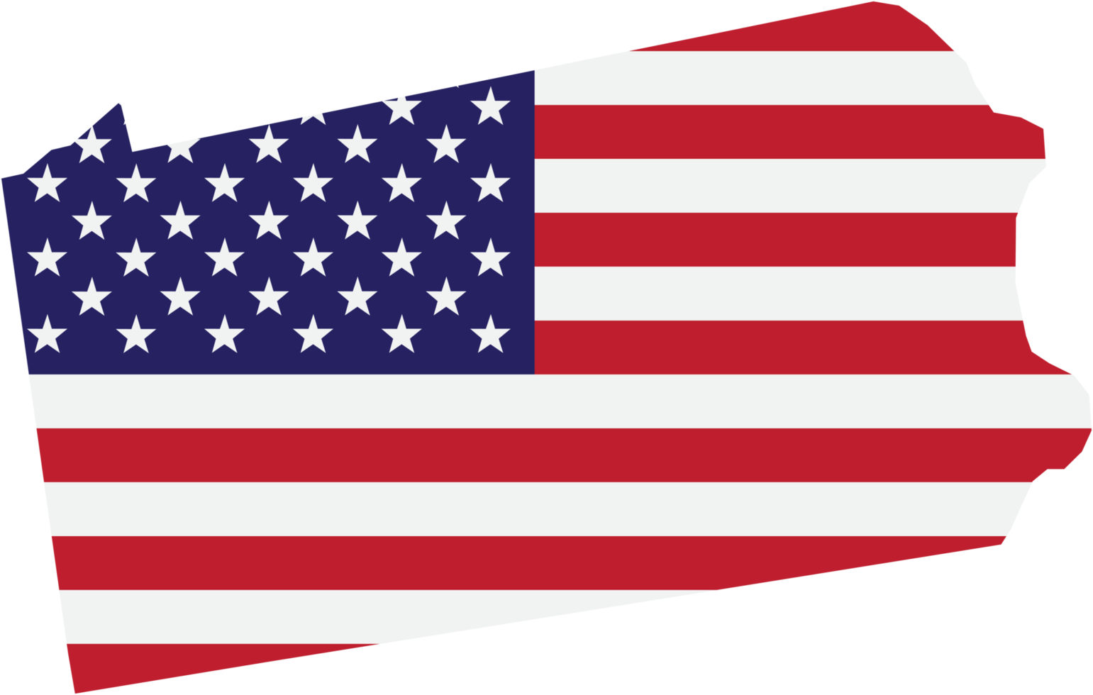 outline drawing of pennsylvania state map on usa flag. png