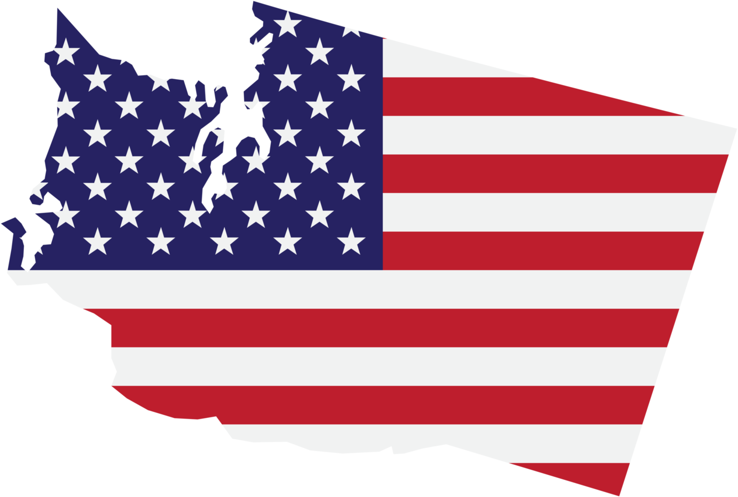 outline drawing of washington state map on usa flag. png