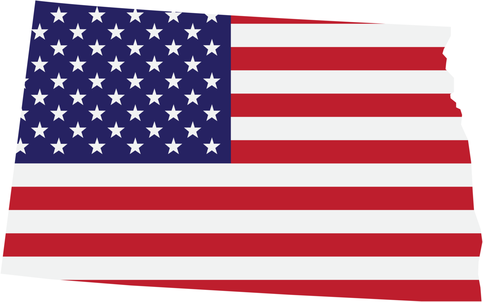 umrisszeichnung der staatskarte von north dakota auf usa-flagge. png