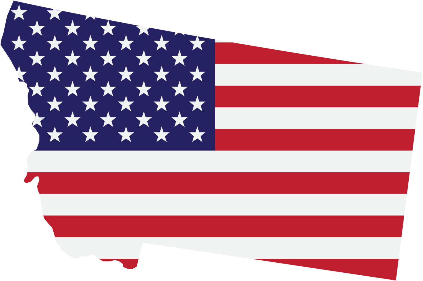 outline drawing of montana state map on usa flag. png