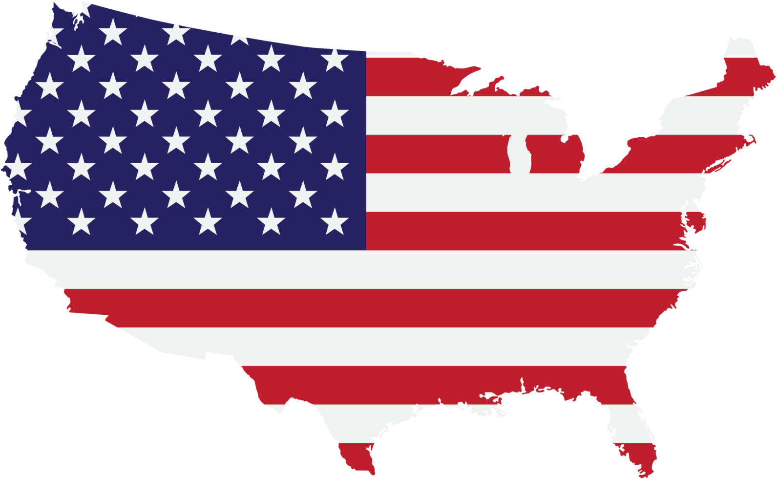 outline drawing of usa map on usa flag. png