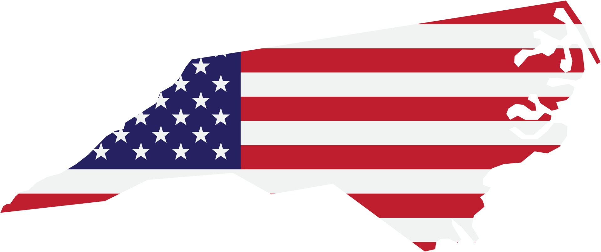 outline drawing of north carolina state map on usa flag. png