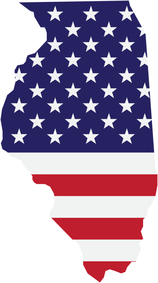 outline drawing of illinois state map on usa flag. png