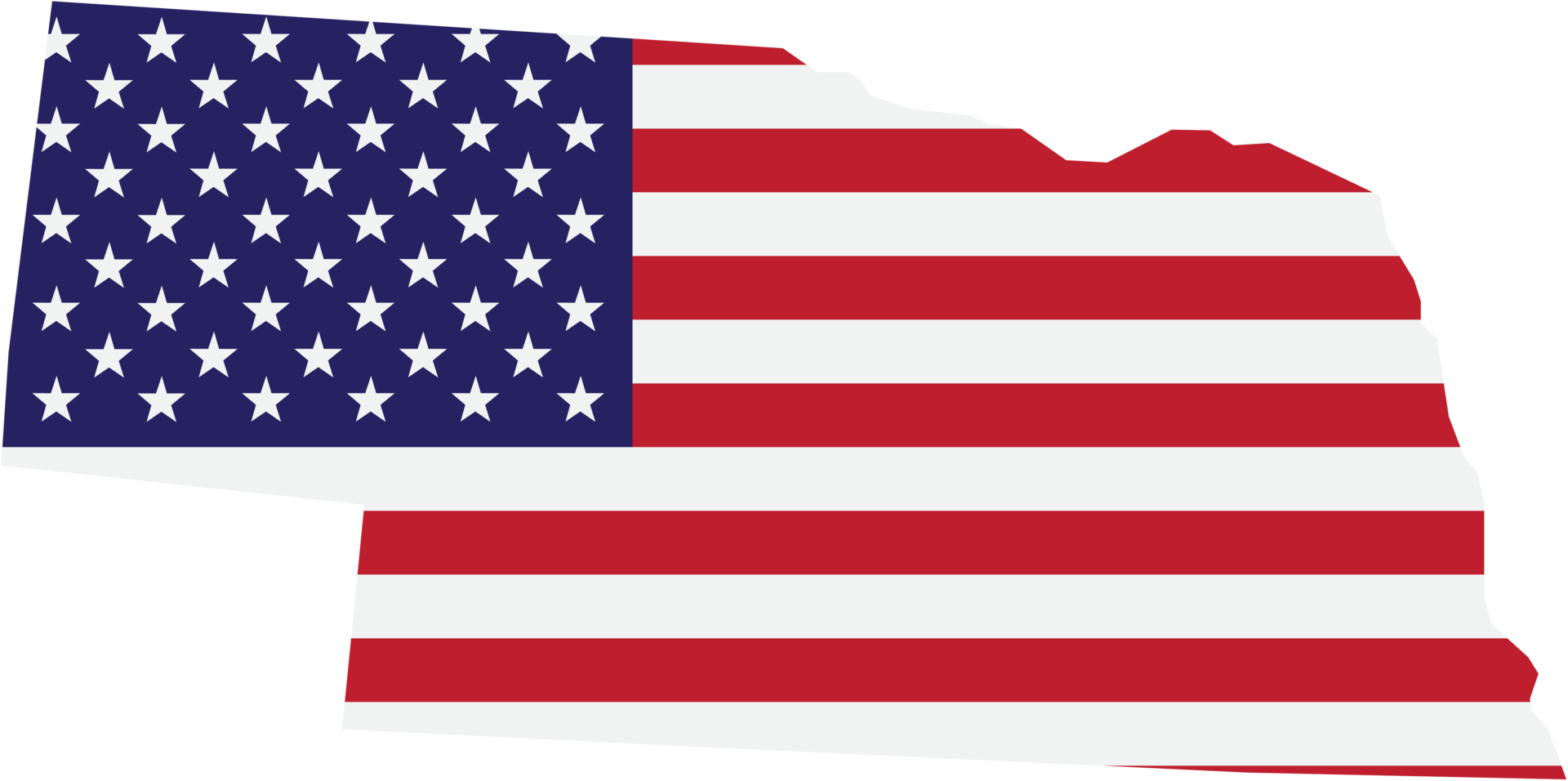 outline drawing of nebraska state map on usa flag. png