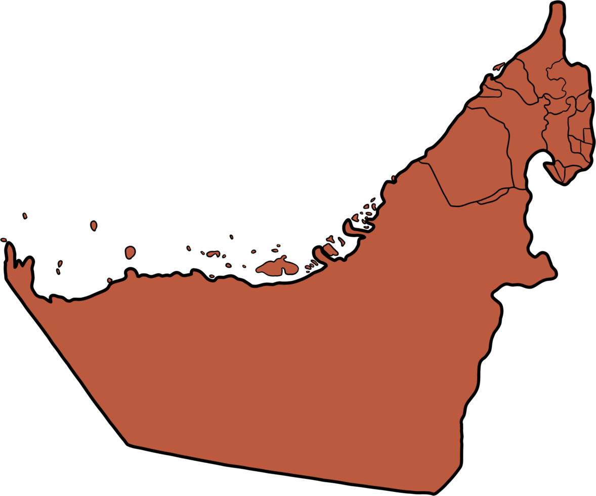 doodle freehand drawing of united arab emirates map. png