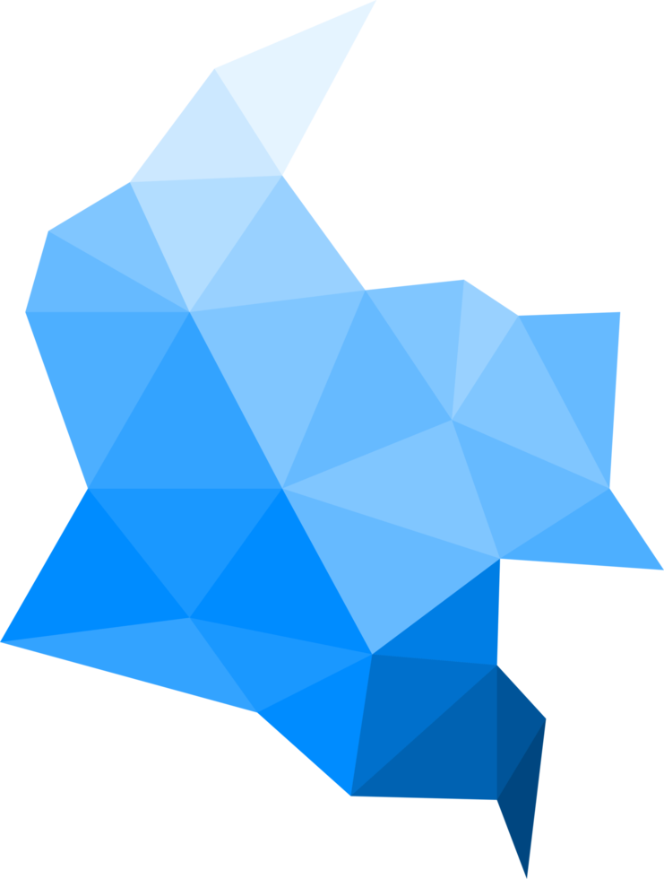 Polygonal Colombia map on transparent background. png