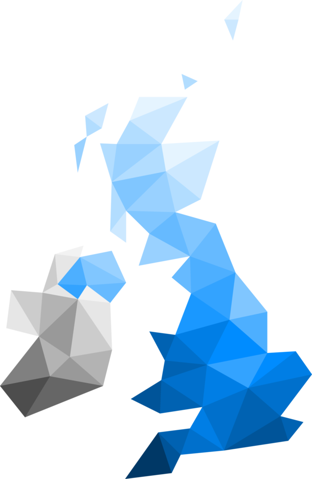 Polygonal England map on transparent background. png
