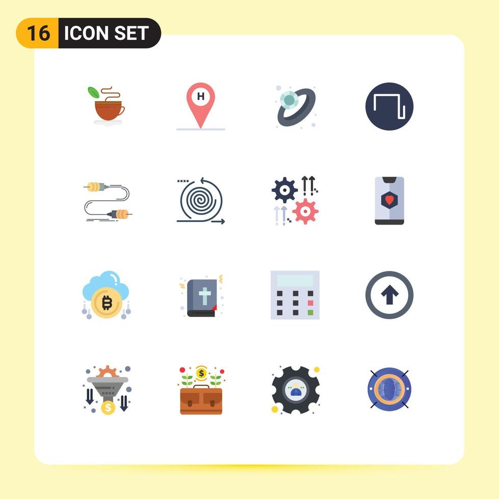 conjunto de pictogramas de 16 colores planos simples de comunicación de marketing diamante zumbido paquete editable cuadrado de elementos de diseño de vectores creativos