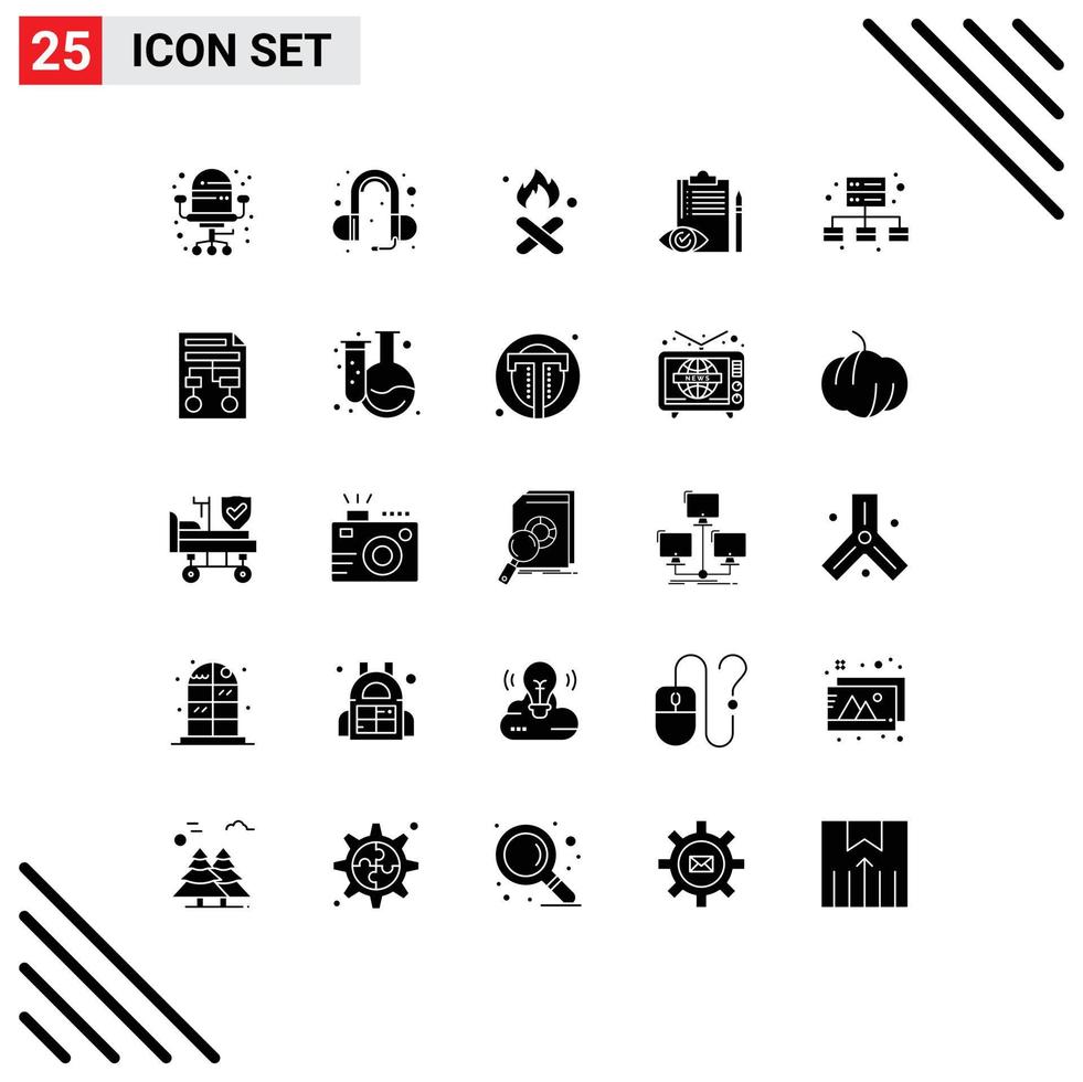 25 User Interface Solid Glyph Pack of modern Signs and Symbols of management plan garbage control backlog Editable Vector Design Elements