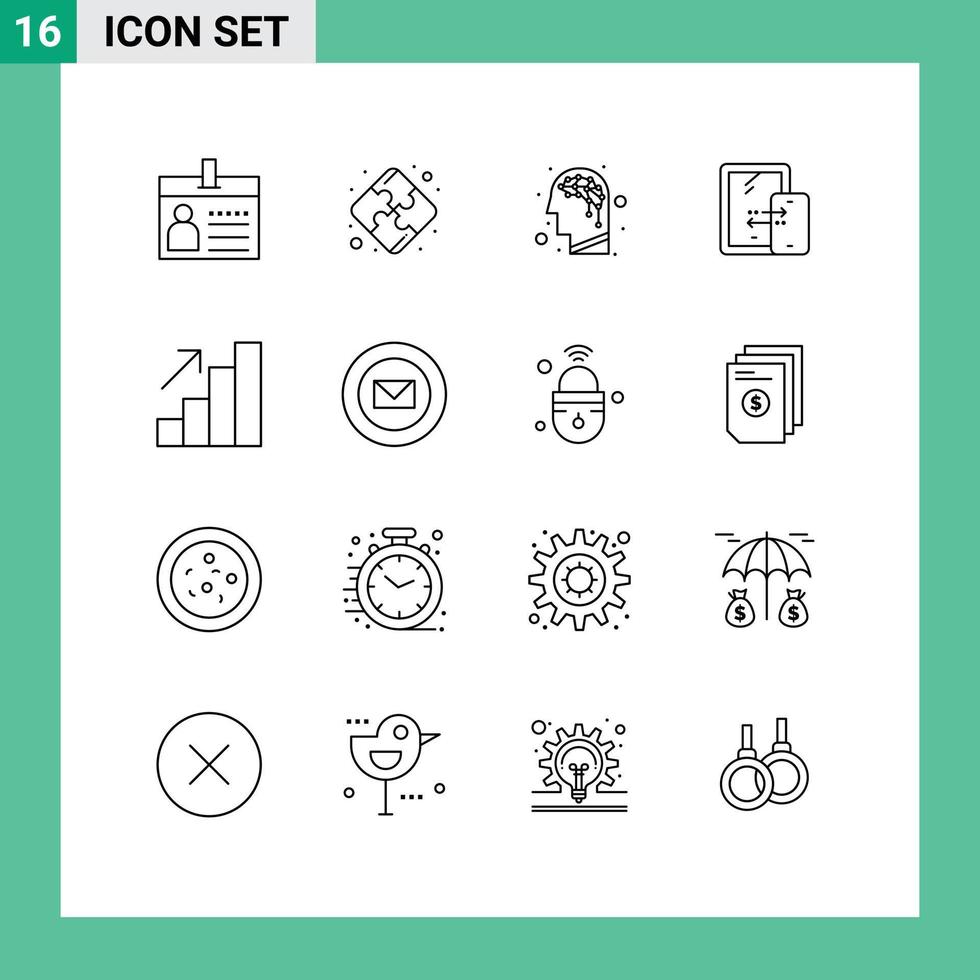 16 Thematic Vector Outlines and Editable Symbols of growth analytics artificial technology connection Editable Vector Design Elements