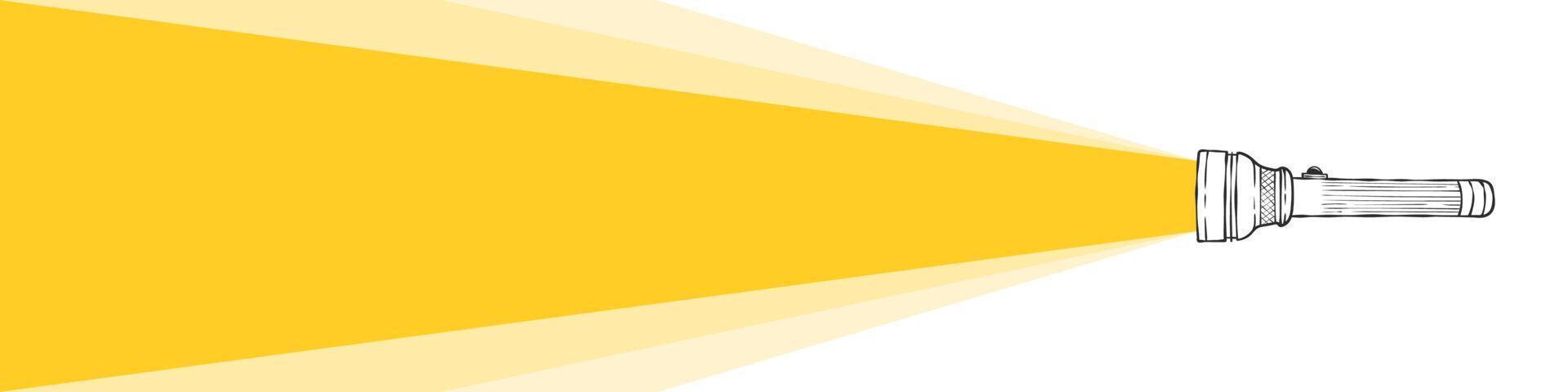 Beam of light. Flashlight drawn by hand with a beam of light. Vector illustration