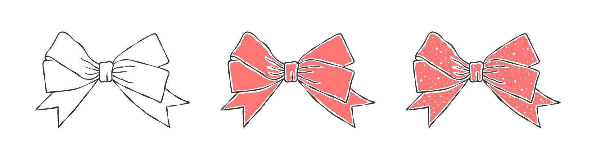 Pink Bow Ribbon Hand Drawing, Stock vector