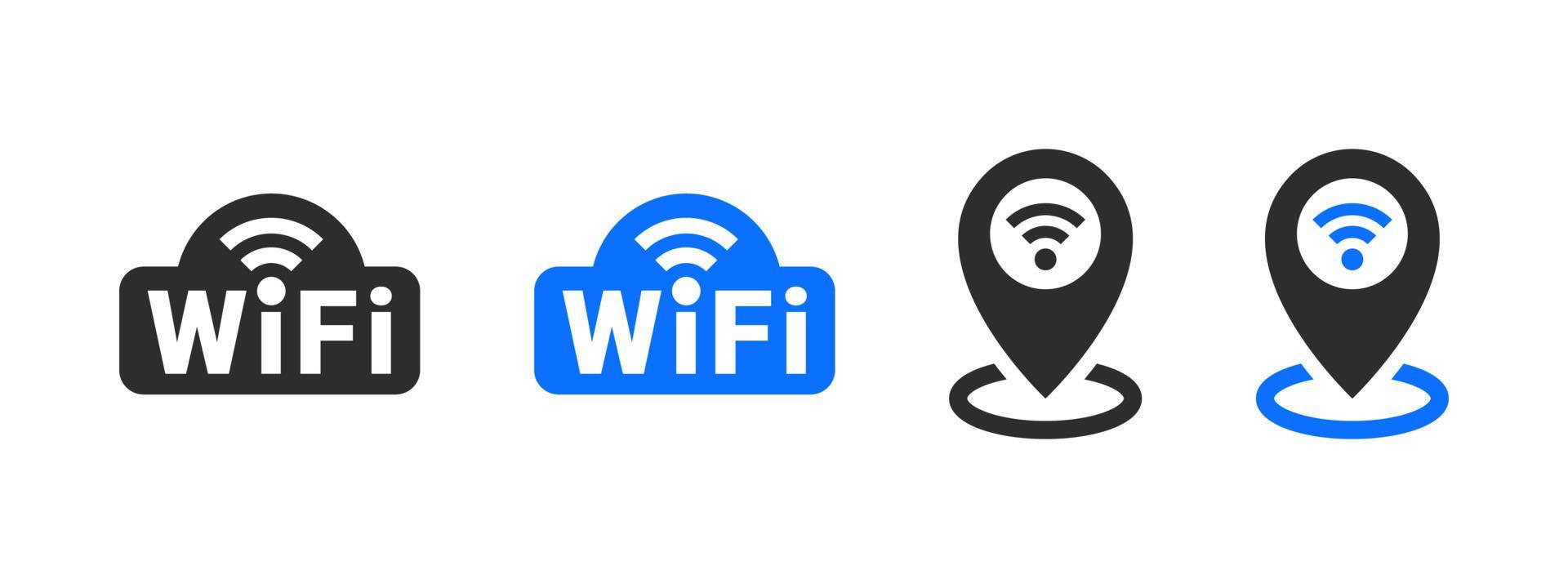 Wifi badges. Wireless icons and conceptual wifi icons. Wireless signal bars. Vector