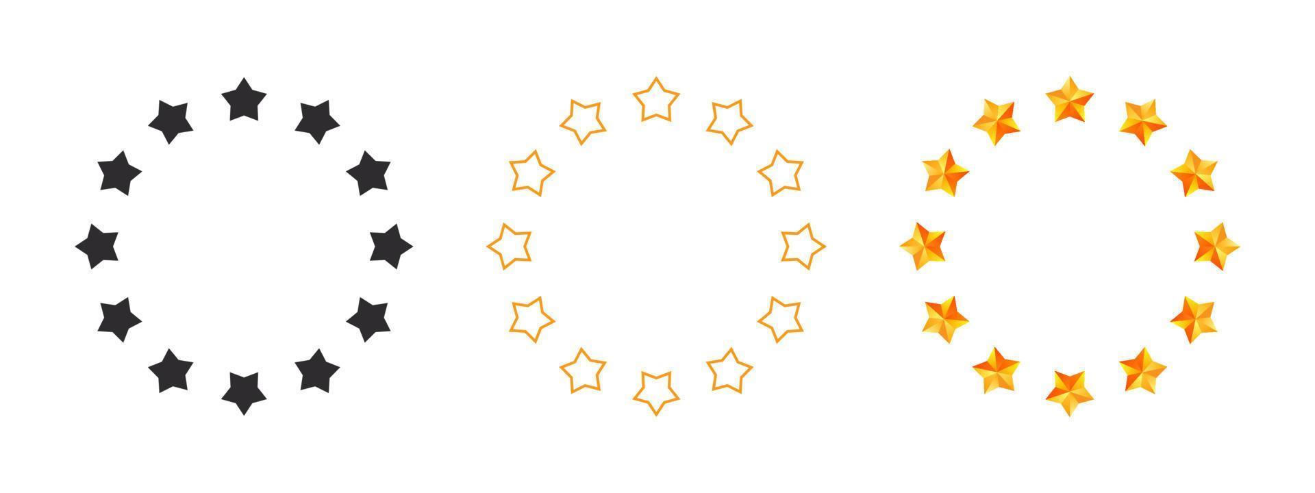Stars circles. Different star shapes. Pointed stars. Shine sparkle icon. Vector icons